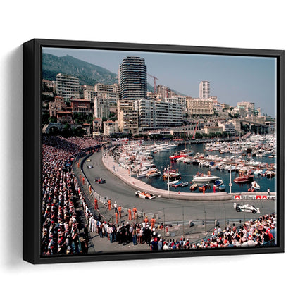 Monaco Grand Prix Large Stretched Canvas Floating Frame Wall Art Print, Framed Cavas Print, Floating Frame