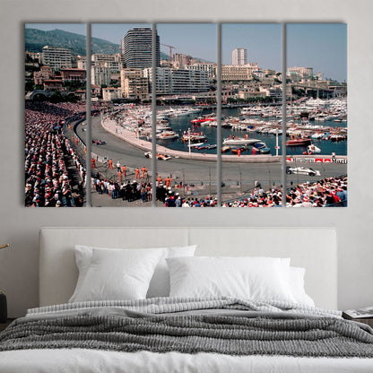 Monaco Grand Prix Large Stretched Canvas Floating Frame Wall Art Print, 5 Piece B Extra Large Cavas Print Wall Art Decor