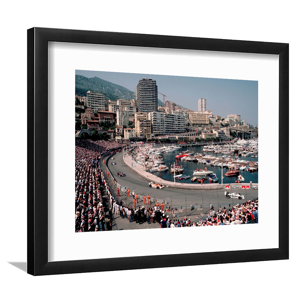 Monaco Grand Prix Large Stretched Floating Frame Wall Art Print, Framed Art Print White Border
