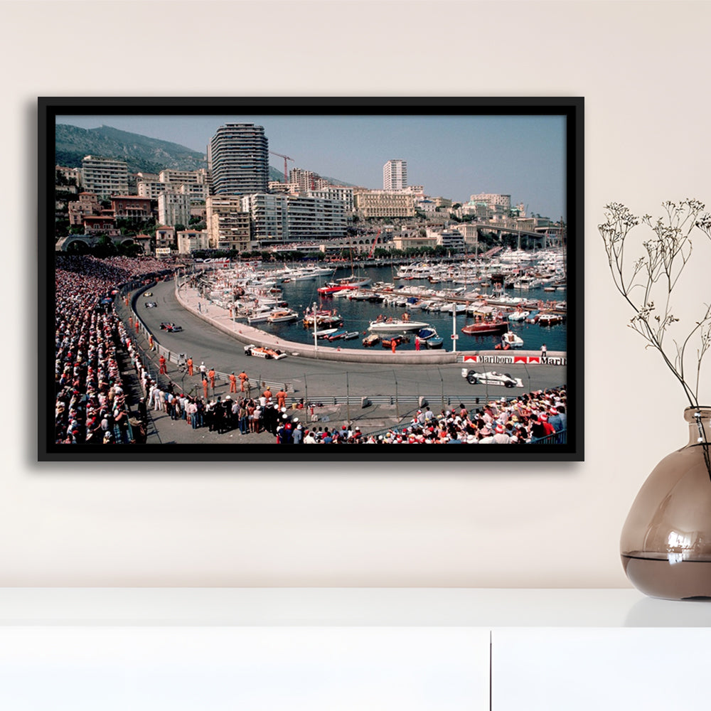 Monaco Grand Prix Large Stretched Canvas Floating Frame Wall Art Print, Framed Cavas Print, Floating Frame