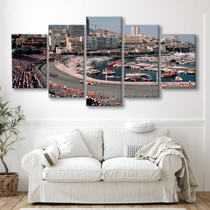 Monaco Grand Prix Large Stretched Canvas Floating Frame Wall Art Print, 5 Piece Large Cavas Print Wall Art