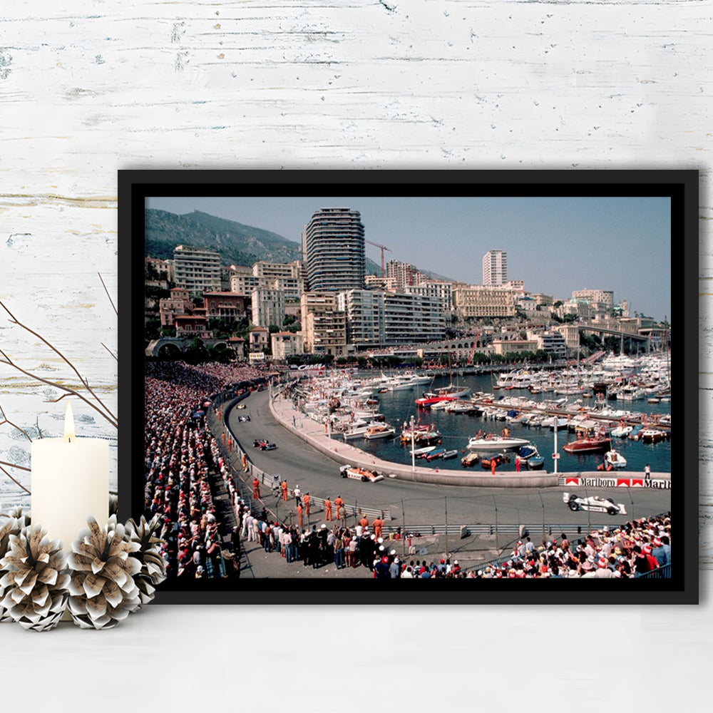 Monaco Grand Prix Large Stretched Canvas Floating Frame Wall Art Print, Framed Cavas Print, Floating Frame