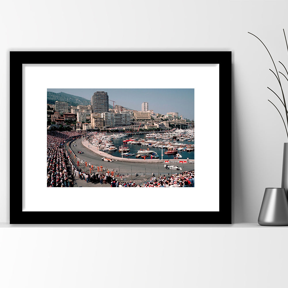 Monaco Grand Prix Large Stretched Floating Frame Wall Art Print, Framed Art Print White Border