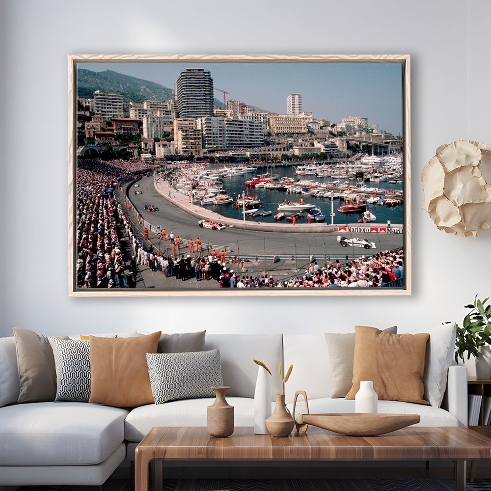 Monaco Grand Prix Large Stretched Canvas Floating Frame Wall Art Print, Framed Cavas Print, Floating Frame