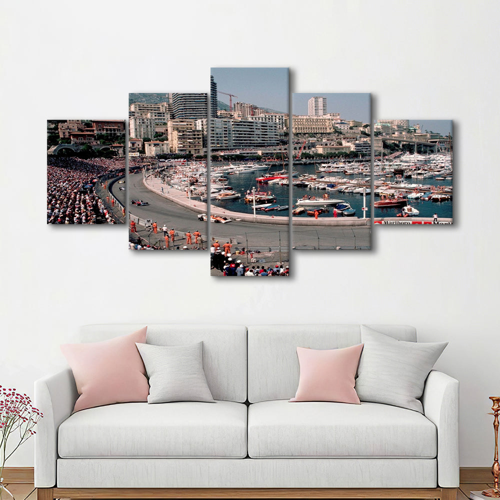 Monaco Grand Prix Large Stretched Canvas Floating Frame Wall Art Print, 5 Piece Large Cavas Print Wall Art