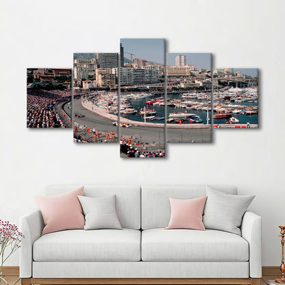 Monaco Grand Prix Large Stretched Canvas Floating Frame Wall Art Print, 5 Piece Large Cavas Print Wall Art