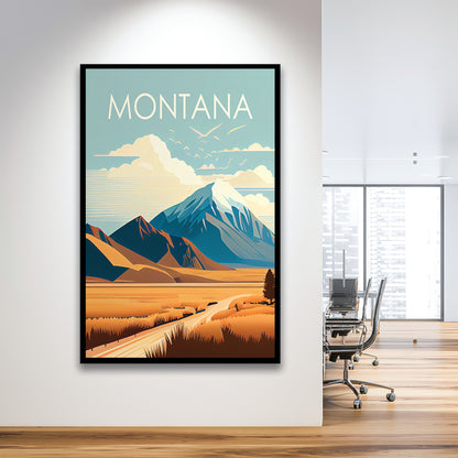 Montana Retro Art Print, Montana City Wall Art, Framed Art Print, Picture Framed, Painting Art