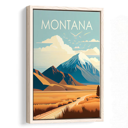 Montana Retro Art Print, Montana City Wall Art, Floating Framed Canvas Print, Framed Picture, Painting Canvas