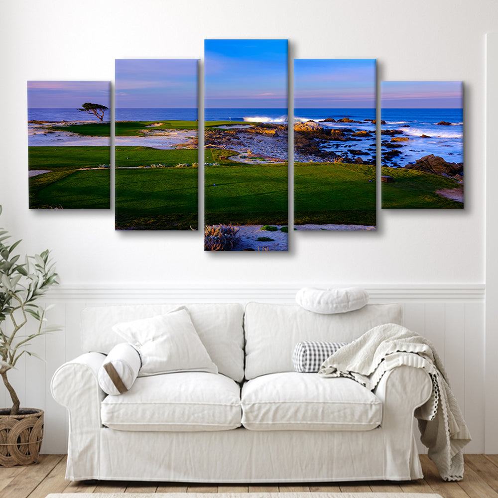 Monterrey Peninsula Country Club, Dunes Course Hole 14, Golf Art Print, 5 Pieces Mixed Canvas Print Wall Art