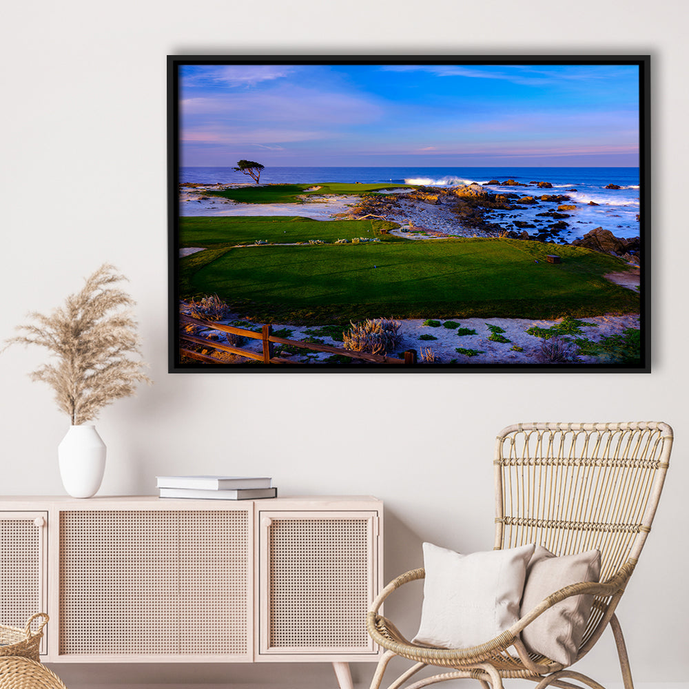 Monterrey Peninsula Country Club, Dunes Course Hole 14, Floating Framed Canvas Print Wall Art