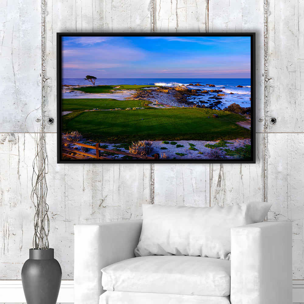 Monterrey Peninsula Country Club, Dunes Course Hole 14, Floating Framed Canvas Print Wall Art