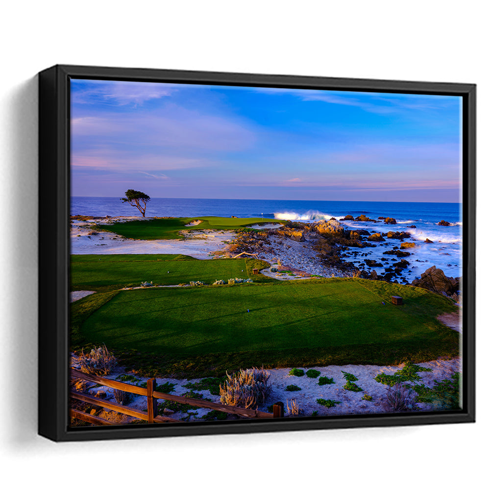 Monterrey Peninsula Country Club, Dunes Course Hole 14, Floating Framed Canvas Print Wall Art