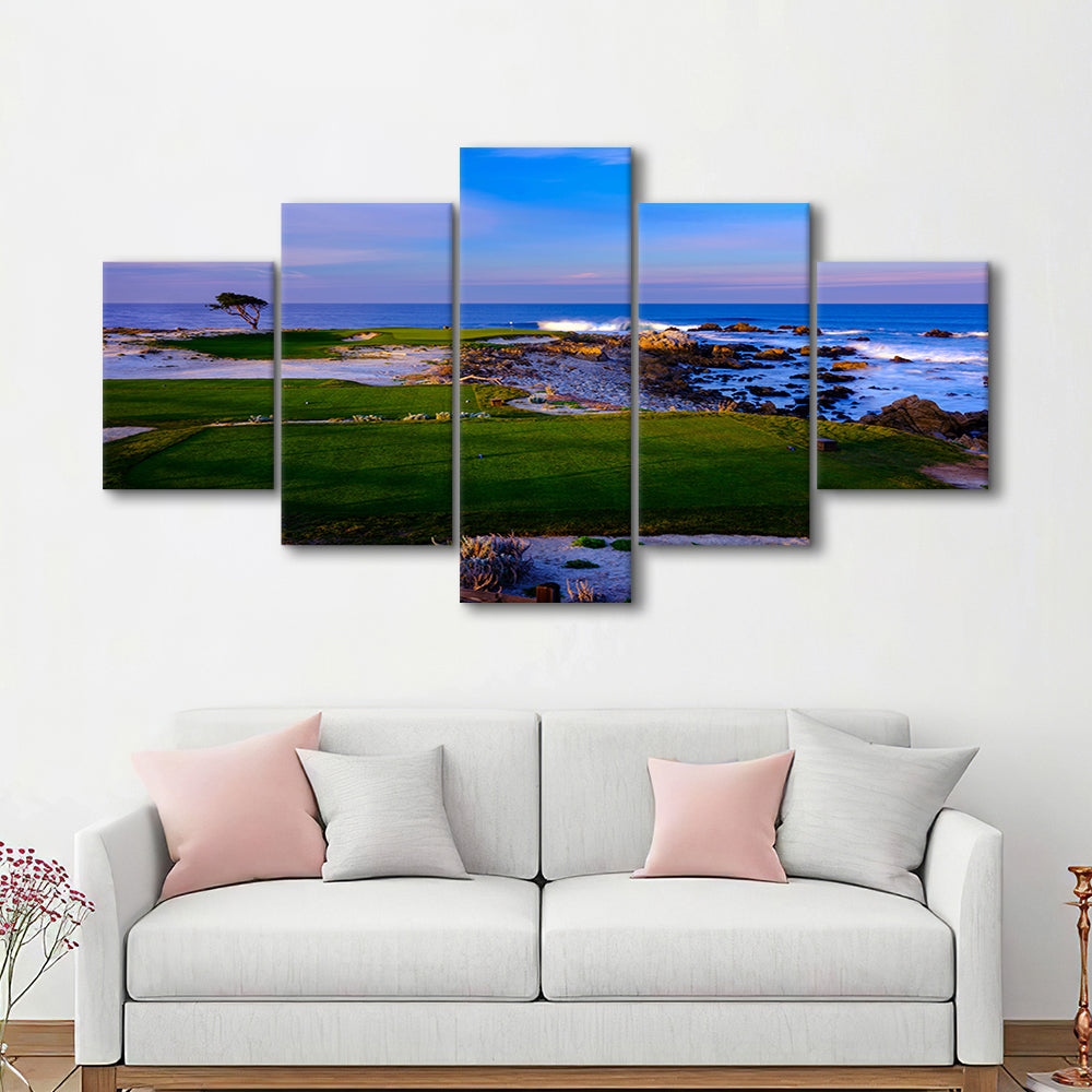 Monterrey Peninsula Country Club, Dunes Course Hole 14, Golf Art Print, 5 Pieces Mixed Canvas Print Wall Art