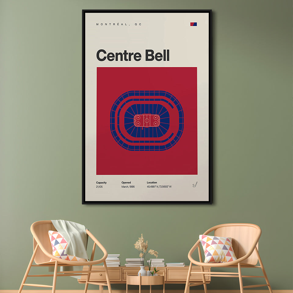 Montreal Canadiens Stadium Print, Bell Centre Stadium Print, Man Cave Gift, Floating Framed Canvas Print Wall Art