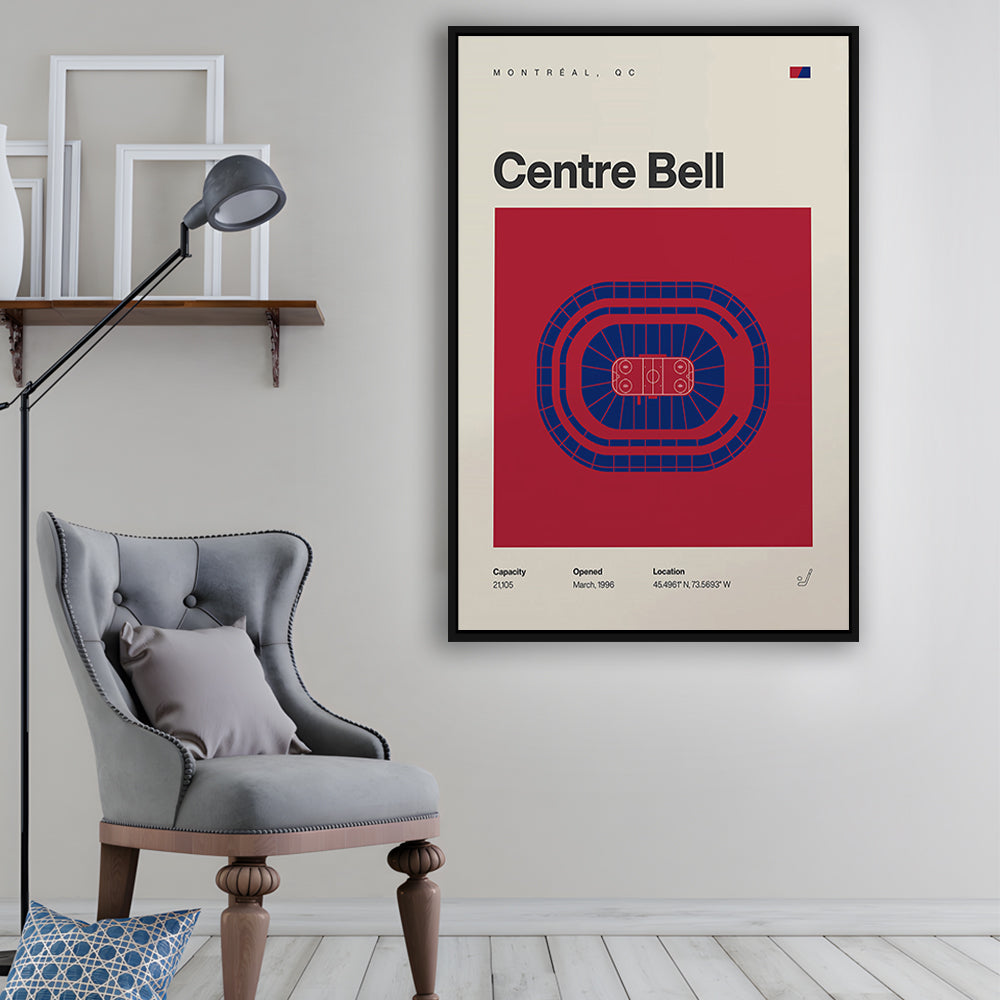 Montreal Canadiens Stadium Print, Bell Centre Stadium Print, Man Cave Gift, Floating Framed Canvas Print Wall Art