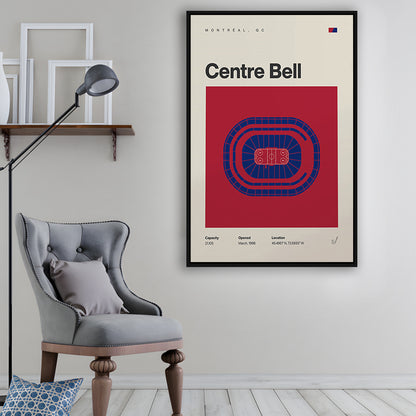 Montreal Canadiens Stadium Print, Bell Centre Stadium Print, Man Cave Gift, Floating Framed Canvas Print Wall Art