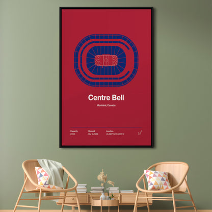 Montreal Canadiens Stadium Print, Centre Bell Arena Stadium Wall Art, Man Cave Gift, Floating Framed Canvas Print Wall Art