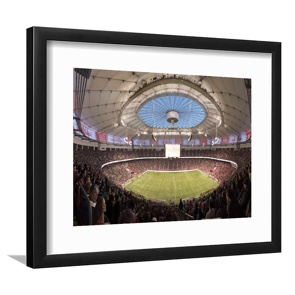 Montreal Impact Olympic Stadium, Stadium Canvas, Sport Art, Gift for him, White Border Framed Art Print Wall Decor