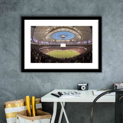 Montreal Impact Olympic Stadium, Stadium Canvas, Sport Art, Gift for him, White Border Framed Art Print Wall Decor