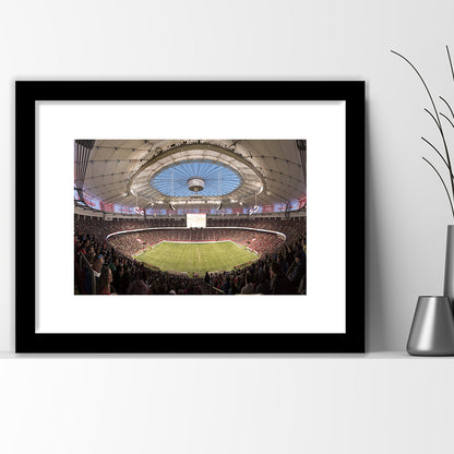Montreal Impact Olympic Stadium, Stadium Canvas, Sport Art, Gift for him, White Border Framed Art Print Wall Decor