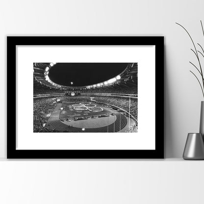 Montreal Olympic Stadium, Stadium Canvas, Sport Art, Gift for him, White Border Framed Art Print Wall Decor
