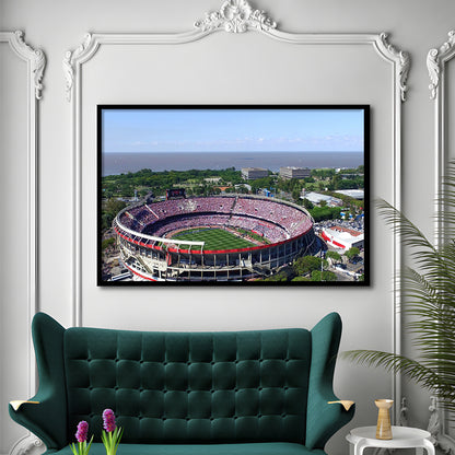 Monumental de Nunez Stadium, Stadium Canvas, Sport Art, Gift for him, Framed Art Print Wall Decor, Picture Framed