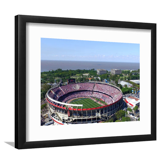 Monumental de Nunez Stadium, Stadium Canvas, Sport Art, Gift for him, White Border Framed Art Print Wall Decor