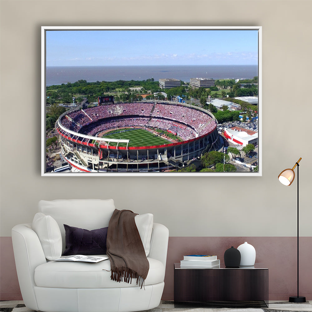 Monumental de Nunez Stadium, Stadium Canvas, Sport Art, Framed Canvas Print Wall Art, Floating Frame
