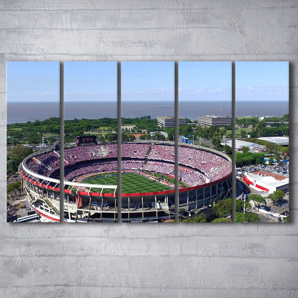 Monumental de Nunez Stadium, Stadium Canvas, Sport Art, 5 Panel B, Extra Large Canvas, Canvas Print Wall Art