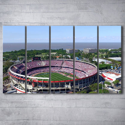 Monumental de Nunez Stadium, Stadium Canvas, Sport Art, 5 Panel B, Extra Large Canvas, Canvas Print Wall Art