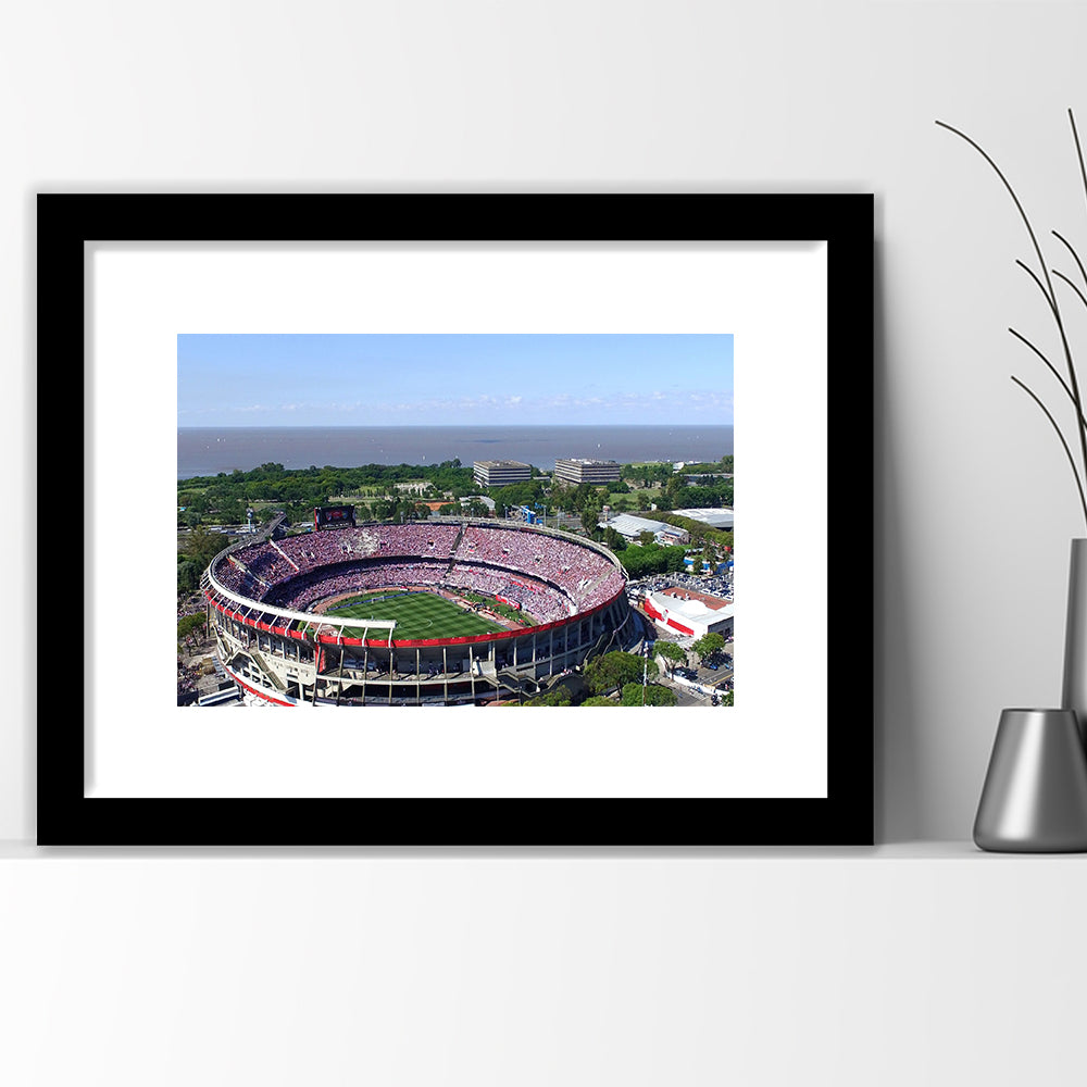 Monumental de Nunez Stadium, Stadium Canvas, Sport Art, Gift for him, White Border Framed Art Print Wall Decor