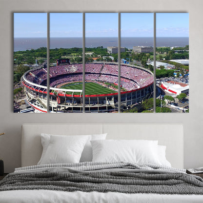 Monumental de Nunez Stadium, Stadium Canvas, Sport Art, 5 Panel B, Extra Large Canvas, Canvas Print Wall Art