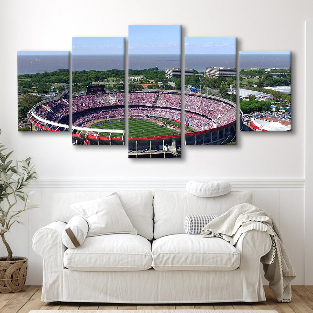 Monumental de Nunez Stadium, Stadium Canvas, Sport Art, Gift for him, 5 Panel, Large Canvas, Canvas Print Wall Art
