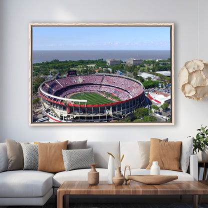 Monumental de Nunez Stadium, Stadium Canvas, Sport Art, Framed Canvas Print Wall Art, Floating Frame