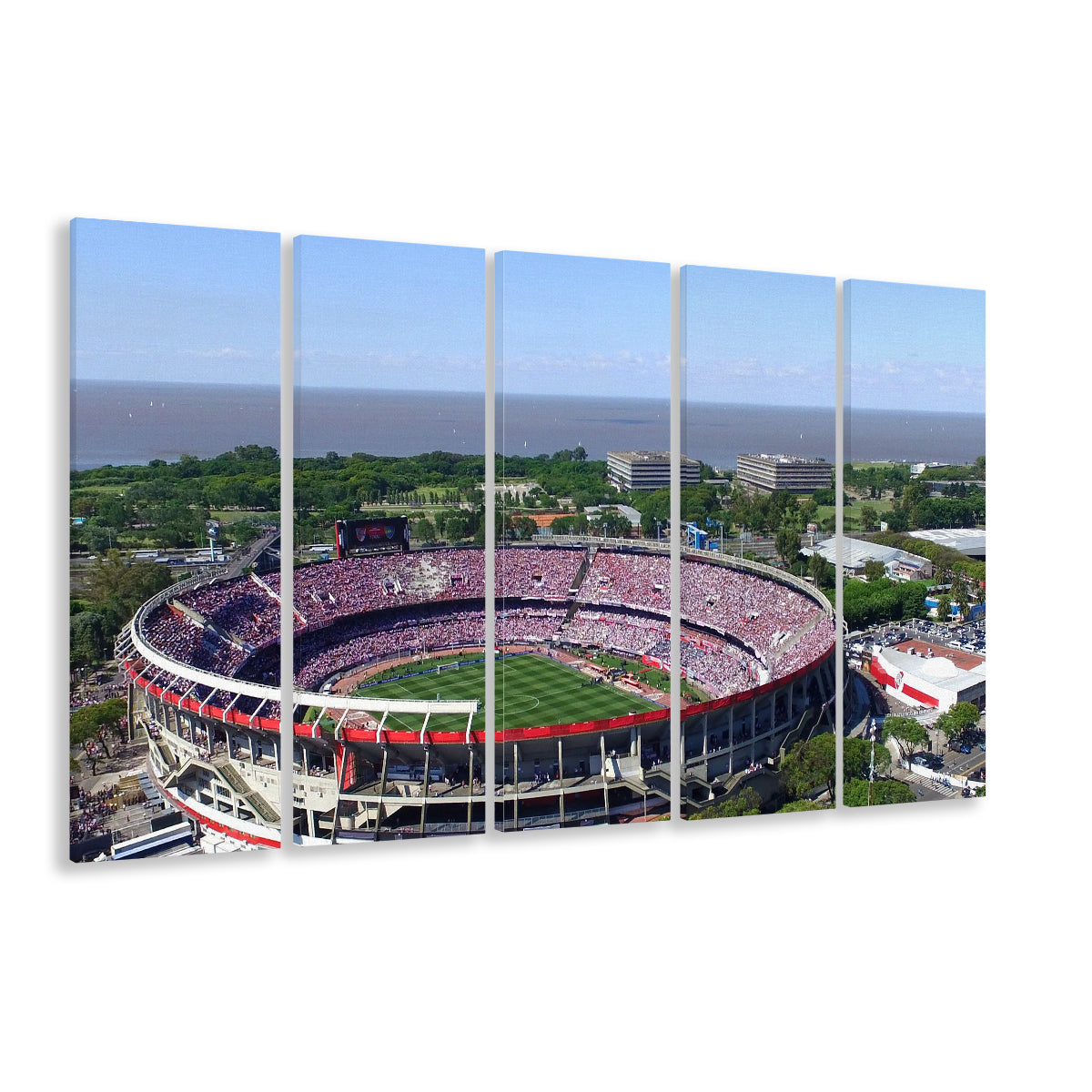 Monumental de Nunez Stadium, Stadium Canvas, Sport Art, 5 Panel B, Extra Large Canvas, Canvas Print Wall Art