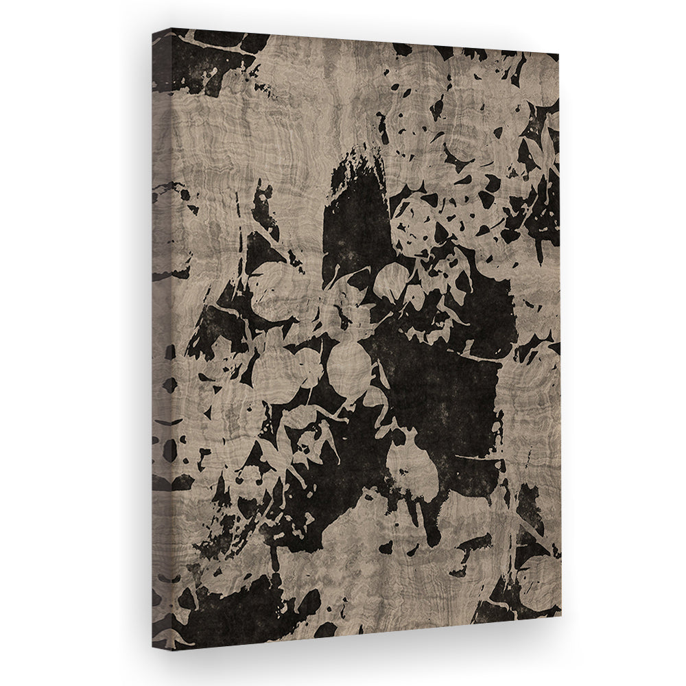 Moody Botanical Textile Canvas Print Wall Art, Neutral Abstract Floral Pattern Minimalist Large-Scale