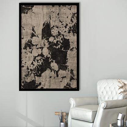 Moody Botanical Textile Framed Art Print Wall Decor, Neutral Abstract Floral Pattern Minimalist Large-Scale