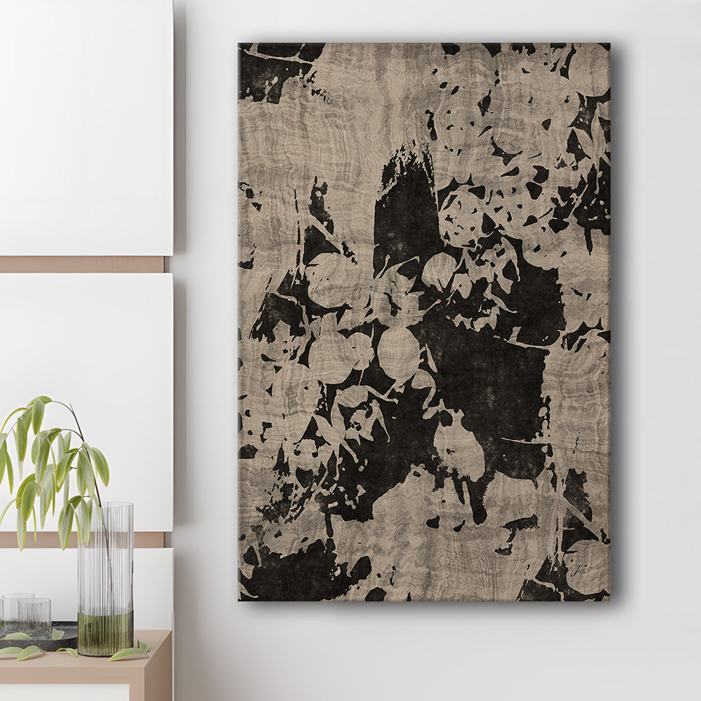 Moody Botanical Textile Canvas Print Wall Art, Neutral Abstract Floral Pattern Minimalist Large-Scale
