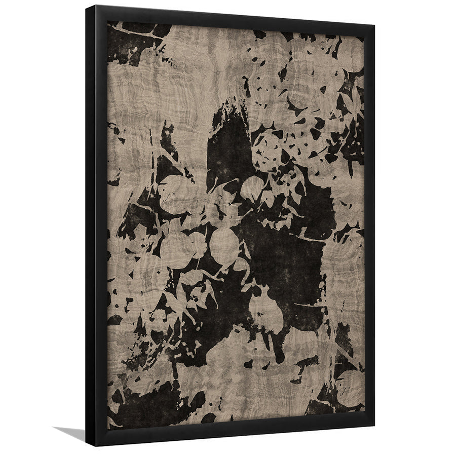 Moody Botanical Textile Framed Art Print Wall Decor, Neutral Abstract Floral Pattern Minimalist Large-Scale