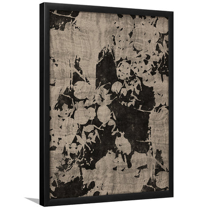 Moody Botanical Textile Framed Art Print Wall Decor, Neutral Abstract Floral Pattern Minimalist Large-Scale
