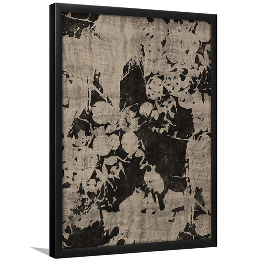 Moody Botanical Textile Framed Art Print Wall Decor, Neutral Abstract Floral Pattern Minimalist Large-Scale