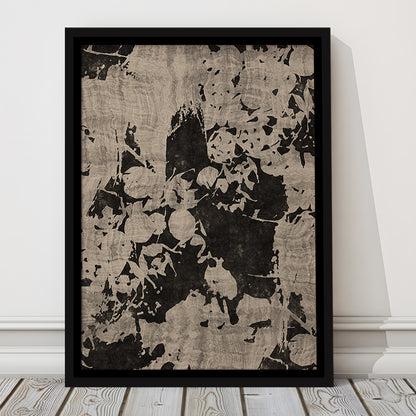 Moody Botanical Textile Framed Canvas Print Wall Art, Neutral Abstract Floral Pattern Minimalist Large-Scale