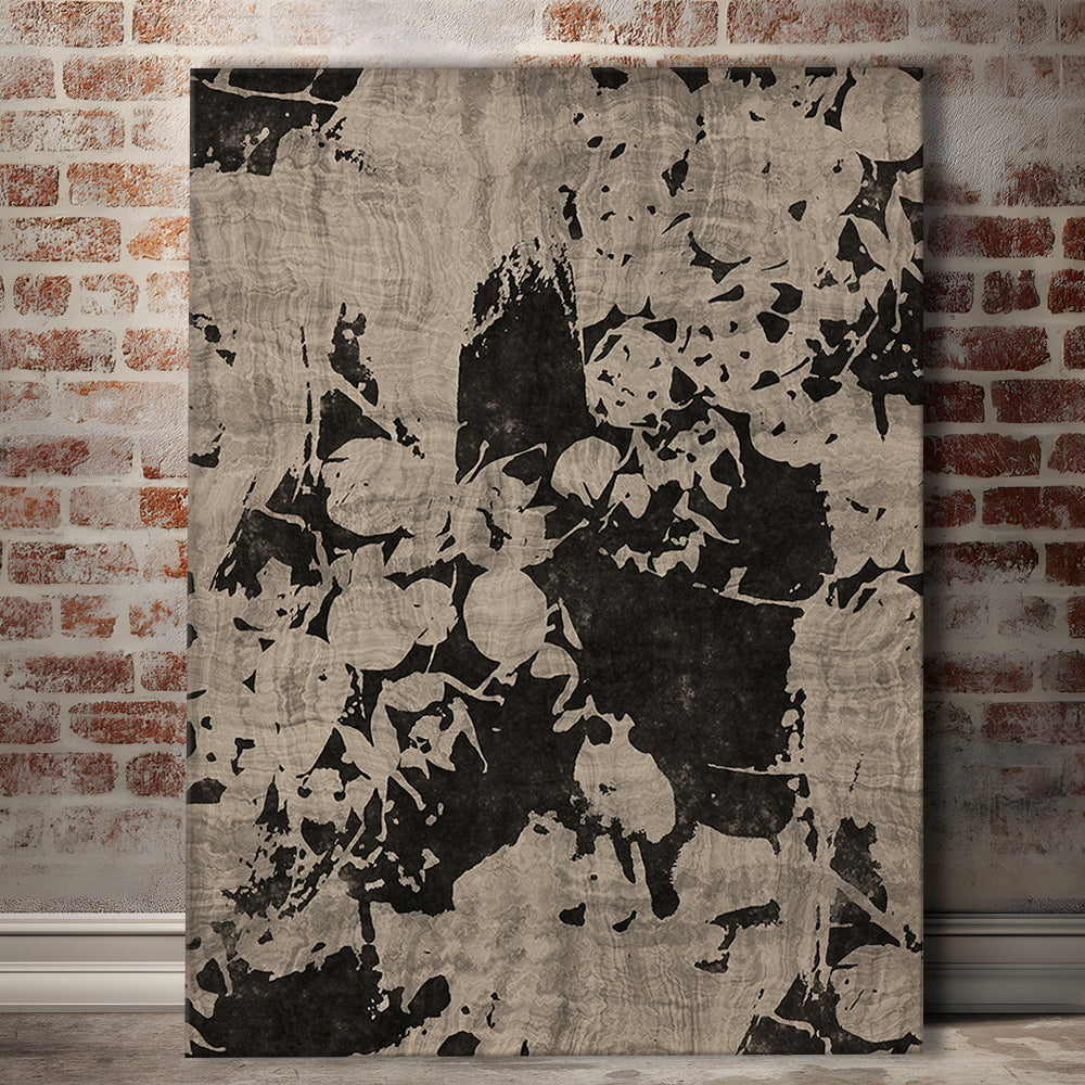 Moody Botanical Textile Canvas Print Wall Art, Neutral Abstract Floral Pattern Minimalist Large-Scale