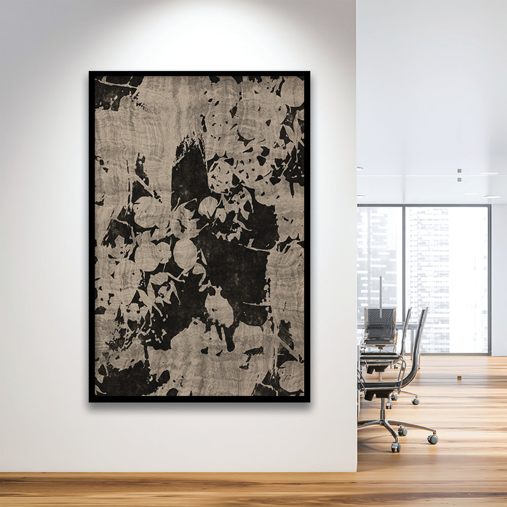Moody Botanical Textile Framed Art Print Wall Decor, Neutral Abstract Floral Pattern Minimalist Large-Scale