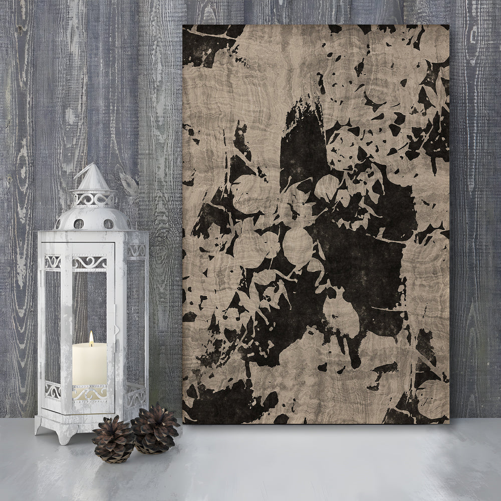 Moody Botanical Textile Canvas Print Wall Art, Neutral Abstract Floral Pattern Minimalist Large-Scale