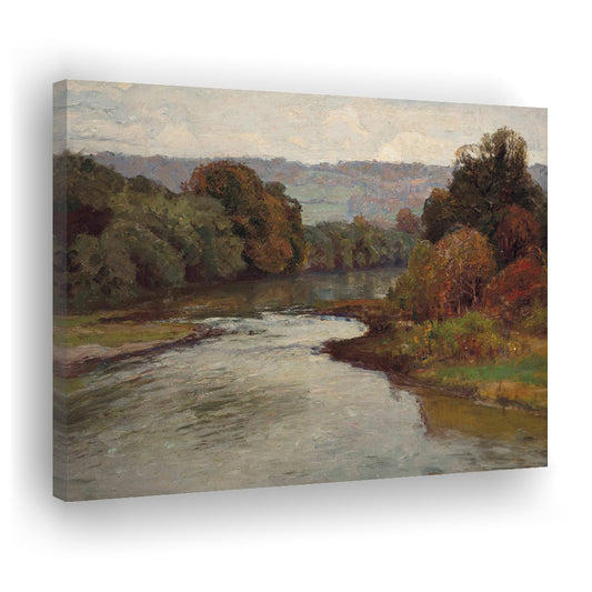 Moody Landscape Oil Painting Above Bed Decor Vintage Landscape Canvas Print Wall Art, Rustic Canvas Print Wall Art