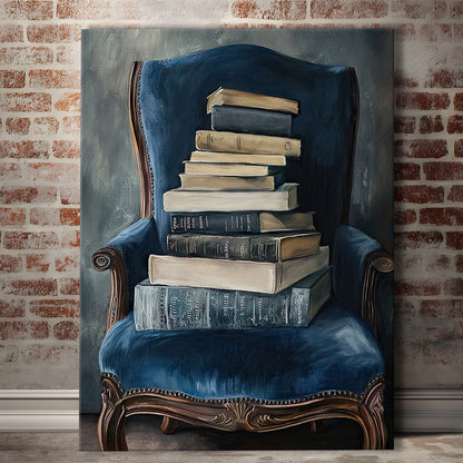 Moody Vintage Books Oil Painting Vintage Antique, Canvas Print Wall Art, Wall Decor, Painting Canvas