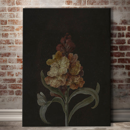 Moody Vintage Dark Academia Flower Print Dark Floral Still Life Oil Painting Antique Instant Canvas Print Wall Art,