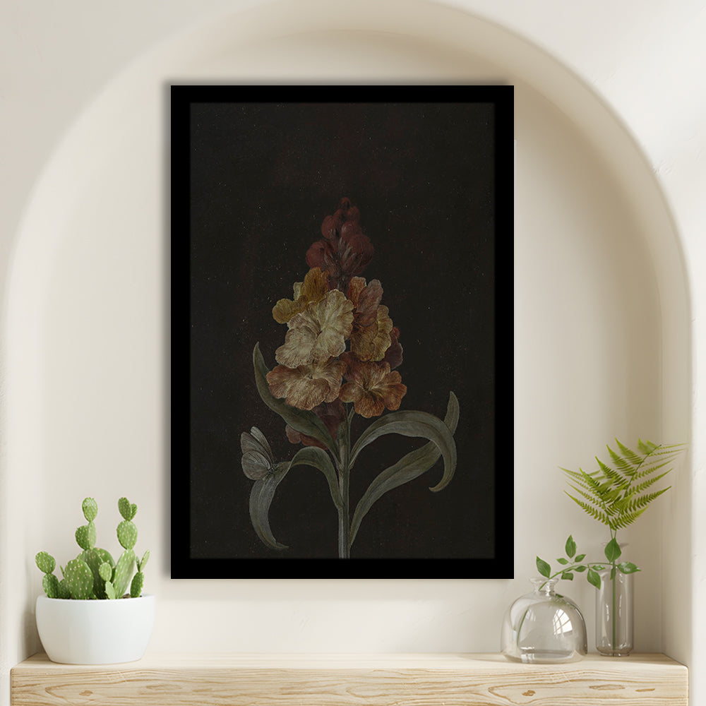 Moody Vintage Dark Academia Flower Print Dark Floral Still Life Oil Painting Antique Instant Framed Art Print Wall Decor