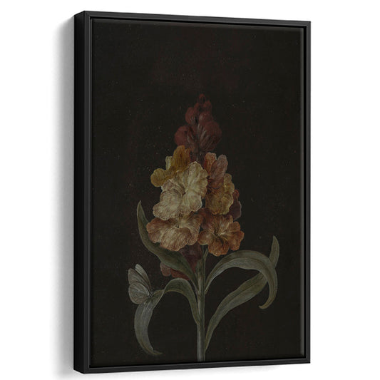 Moody Vintage Dark Academia Flower Print Dark Floral Still Life Oil Painting Antique Instant Framed Canvas Print Wall Art